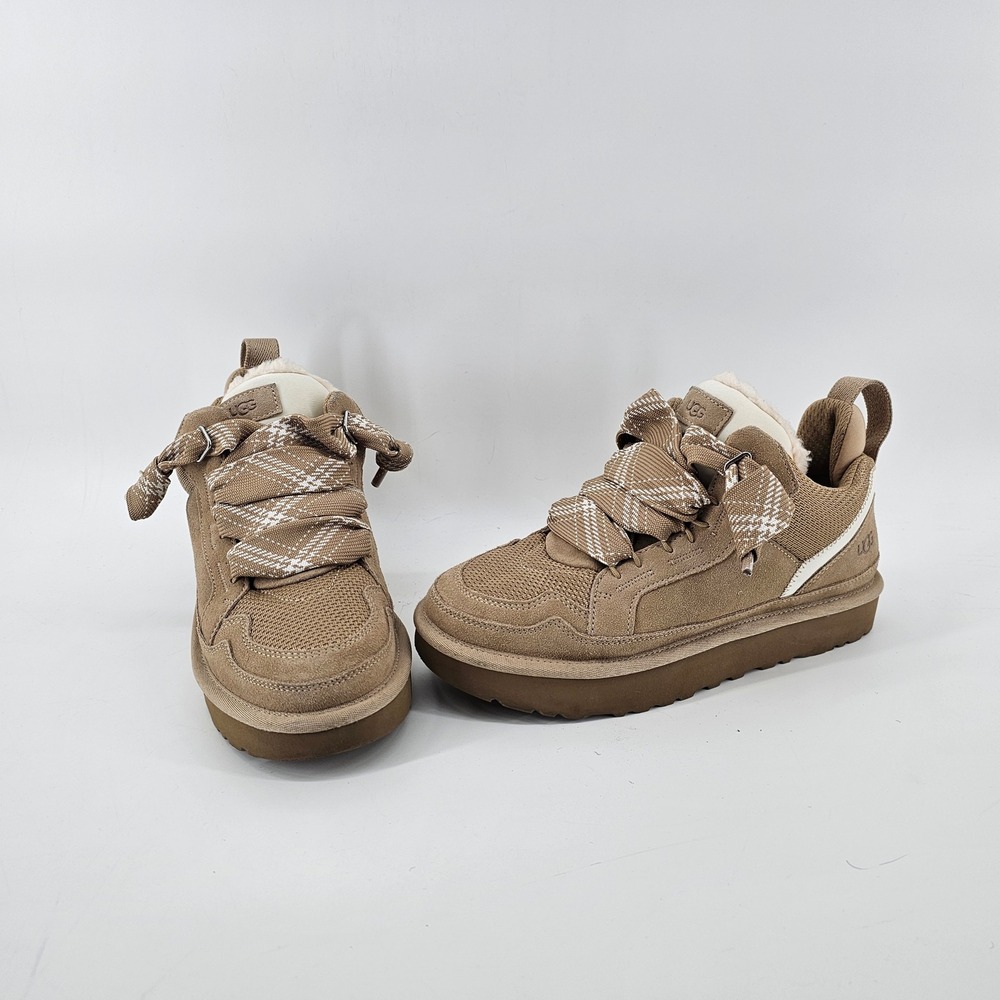 UGG Lowmel Sneaker Women 9 Sand Tan Suede Sheepskin Lined 1144032